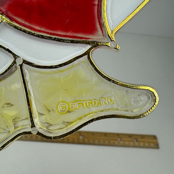 Vtg Plastic Suncatcher Stained Faux Glass Christmas Goose Duck Giftco Holiday - Picture 11 of 15